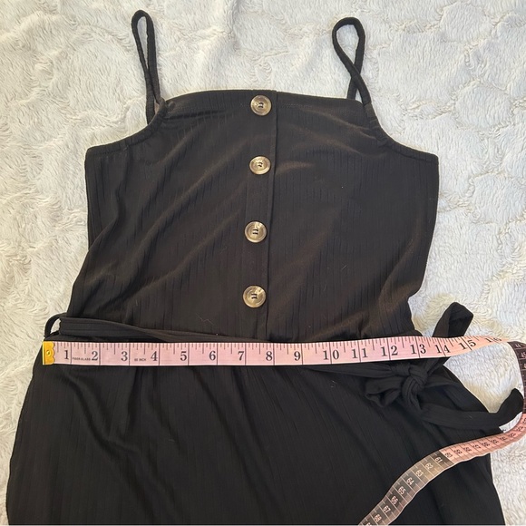 Eye Candy - Black Wide Leg Ribbed Fabric Button Detail Jumper Jumpsuit - Medium - Picture 10 of 12